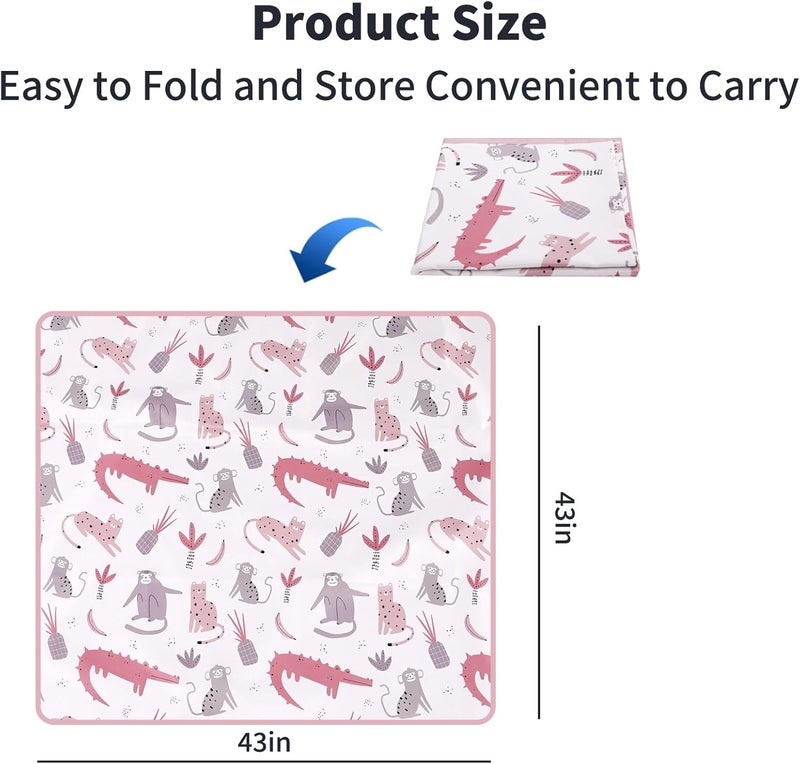 CoolaPeach Splat Mat for Under High Chair/Arts/Crafts, Washable Baby Spill Mat Waterproof Non-Slip Floor Splash Mat, Portable Play Mat and Table Cloth (Crocodile, 43"x 43") - Image 2